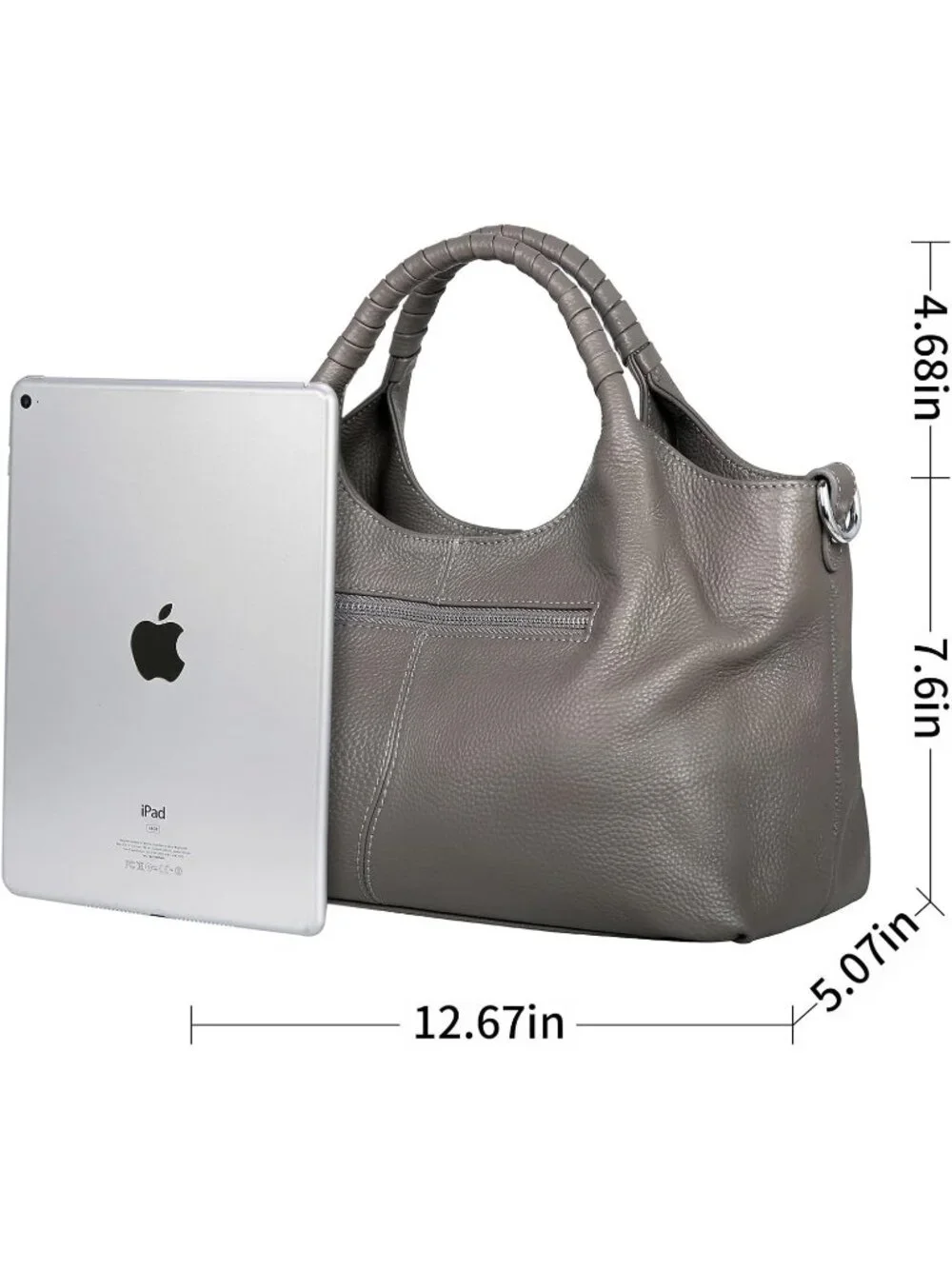Women's Gray Genuine Leather Shoulder Satchel Designer Crossbody Hobo Bags